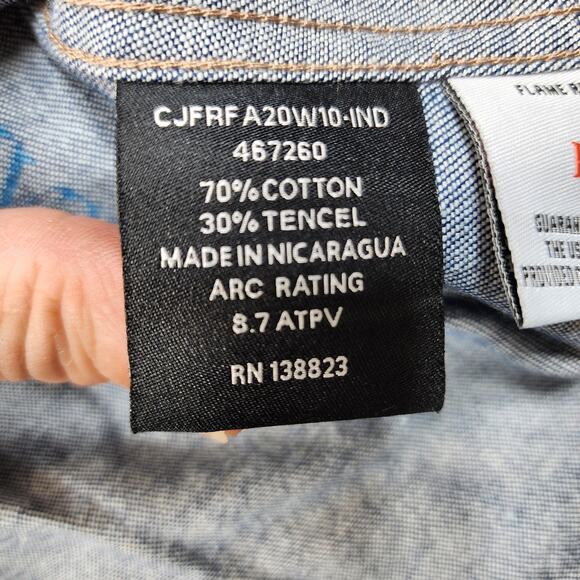 Cody James FR Mens Shirt Medium Blue Denim Western Long Sleeve Button Up Rodeo - Picture 8 of 16